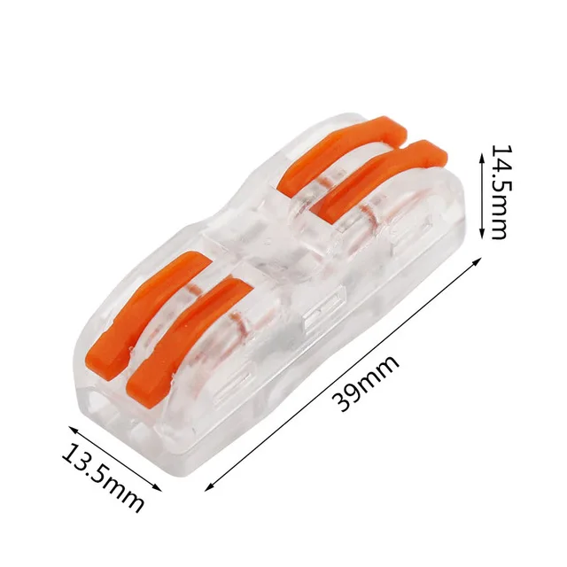 Mini Fast Cable Connector Terminal Block 222 Universal Compact Push In  Spring Splicing Plastic Wire Conductor 10PCS PCT-222-T