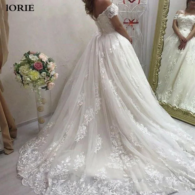 LORIE сексуальный халат de soiree кружевное свадебное платье с открытыми плечами платья на свадьбы и вечеринки платья, аппликации из кружева свадебное платье цвета слоновой кости