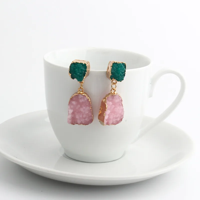 Hot Vintage Stone Druzy Resin Earrings Irregular Geometric Drop Earrings For Women Jewelry Statement Gifts For Women Accessories (8)