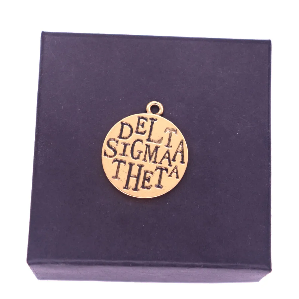 

DOUBLE NOSE Custom Design Metal Zinc Alloy Greek Letter DST Sign Delta Sigma Theta Engraved Charm Pendant For Necklace Bracelets