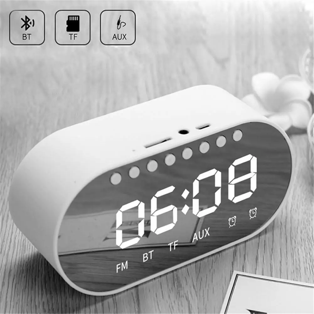 Светодиодный цифровой будильник с беспроводными Bluetooth часы динамиков поддержка двойной будильник/fm-радио/AUX-in/TF карта/флэш-радио