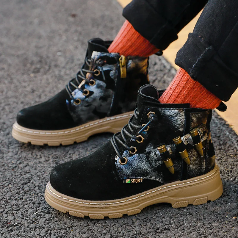 Boys Ankle Boots Winter Kids Shoes Warm Waterproof Fashion Girls Martin Boots Genuine Leather Casual Sneaker Children Snow Boots