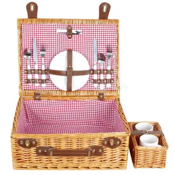 

Wicker picnic basket rattan picnic basket insulation basket picnic bag outdoor picnic basket portable picnic box