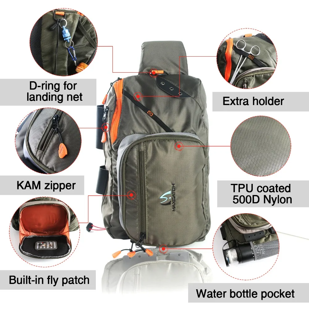  Maximumcatch Fly Fishing Sling Bag Multi-Purpose Shoulder Fishing Back pack with Fly Patch - 32811373849