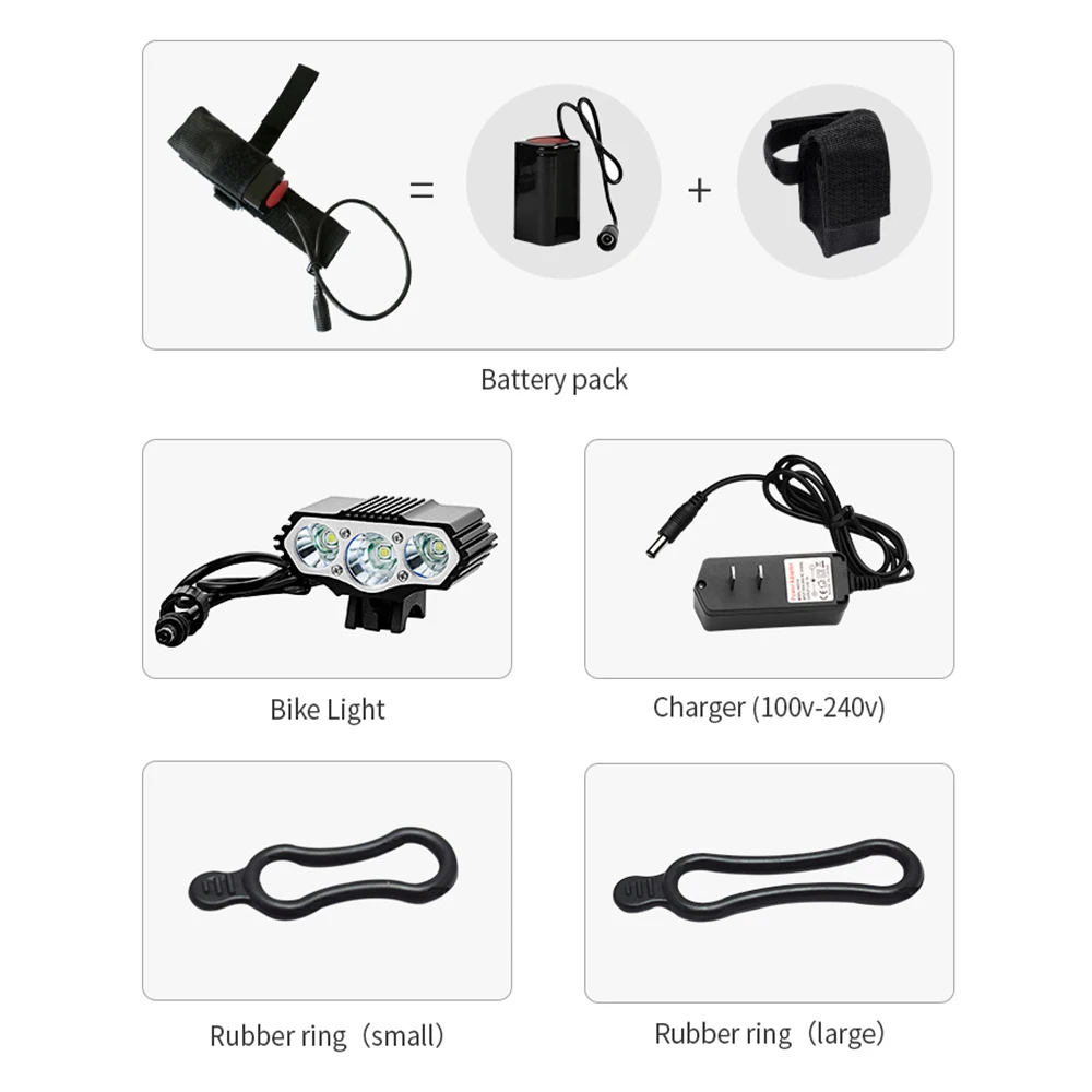 3xT6 LED Bicycle Light With Battery Pack Ultra Bright MTB Road Bike Front Lights Waterproof Safe Cycling Headlight Lamp BC0576 (9)