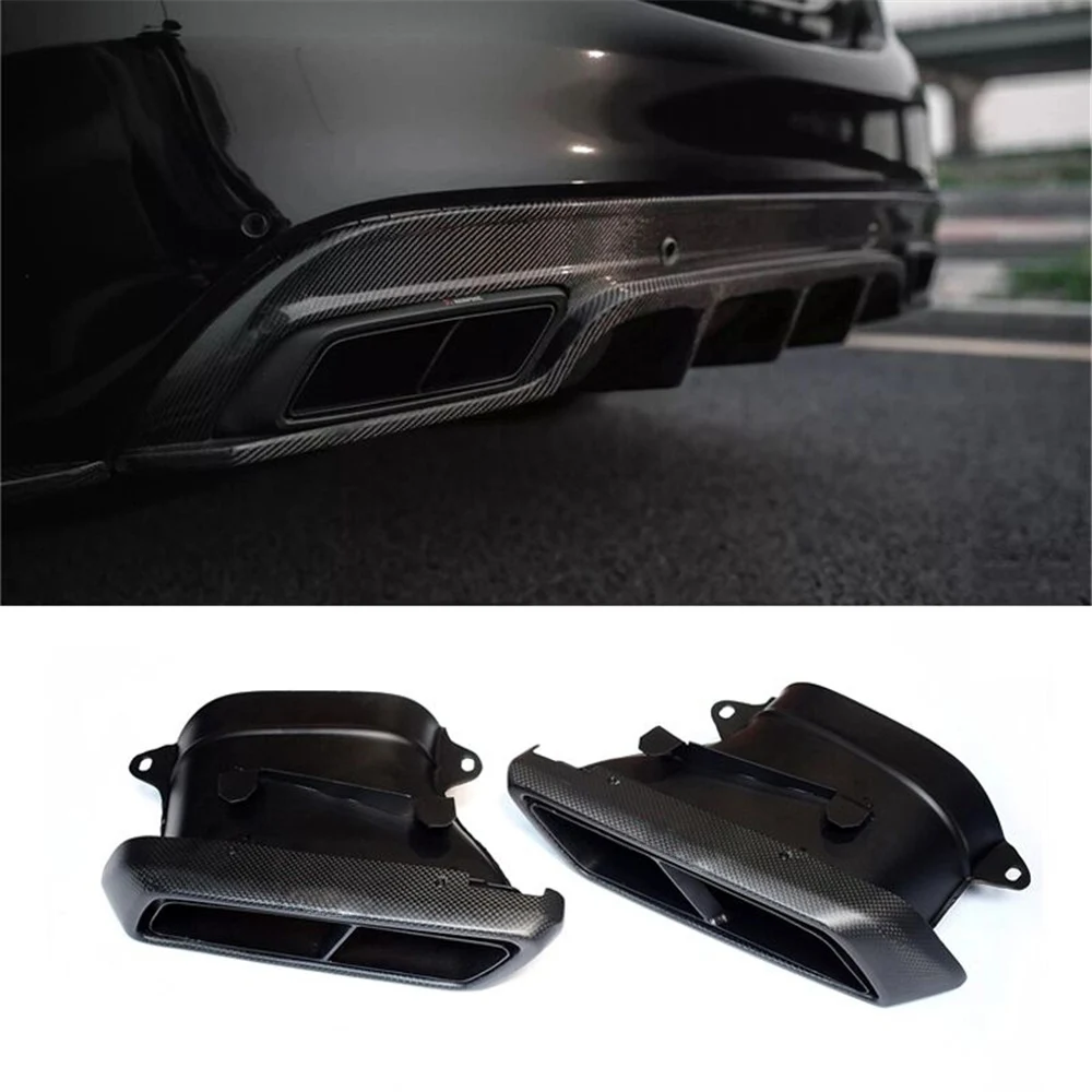 1Pair-Carbon-Fiber-Black-Exhaust-Tips-Muffler-For-Benz-W176-W205-W212 ...
