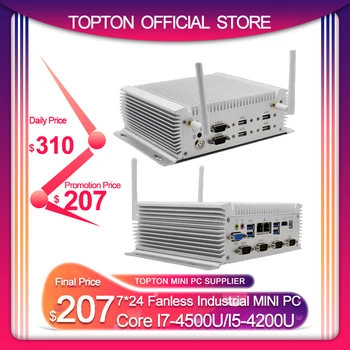Günstig Topton Industrie Fanless Mini PC I7 4500U I5 Windows 10 Pro Linux 2 * Intel Lans 6 * RS232/485 HDMI VGA 8 * USB WiFi Uhr Hund 3G/4G