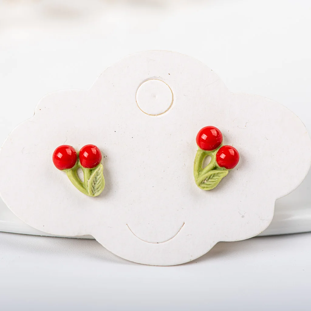 Серьги-гвоздики из керамики женские DIY ювелирные аксессуары для девочек милые