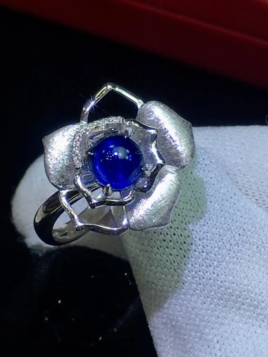 Настоящие хорошие драгоценности 18 к белое золото натуральный 0.85ct драгоценный камень, синий сапфир бриллианты камень женское кольцо для женщин кольца