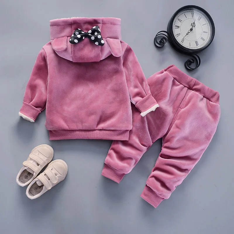 Warm Baby Girls Clothing Set Winter Thick Plush Cotton Clothing Sets Baby Girls Hoodies And Pants Kids Suit Children Clothes kids clothing set,girls clothing set