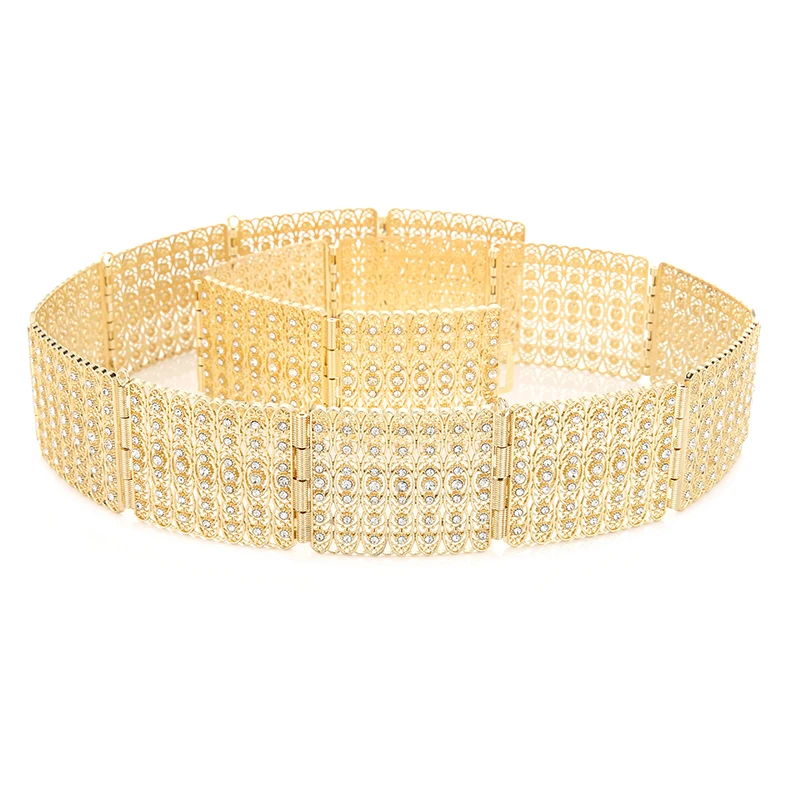 

Full diamond Moroccan style belt for the bride's sumptuous gold jewelry waist chain for the Arabian women's gown wedding belt