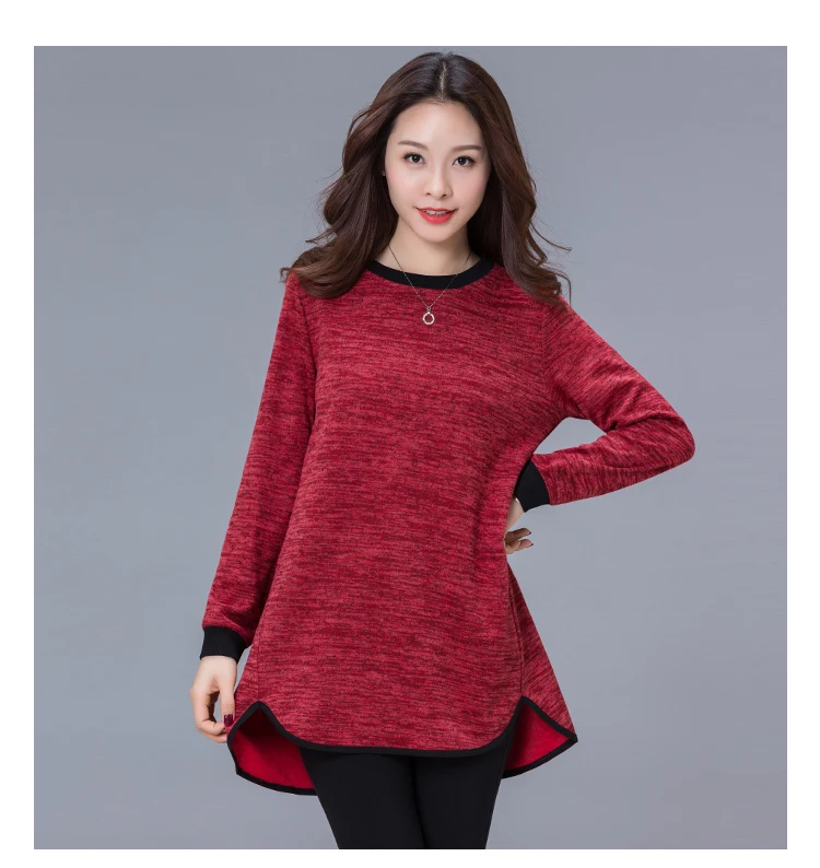 Свободные тонкие вязанные женские блузки большого размера Blusas Mujer De Moda весна осень одноцветные Женские топы с длинным рукавом размера плюс 6724 50