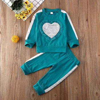 

Pudcoco Newborn Baby Girl Clothes Solid Color Long Sleeve Peach Heart Tops Long Pants 2Pcs Outfits Cotton Clothes Set