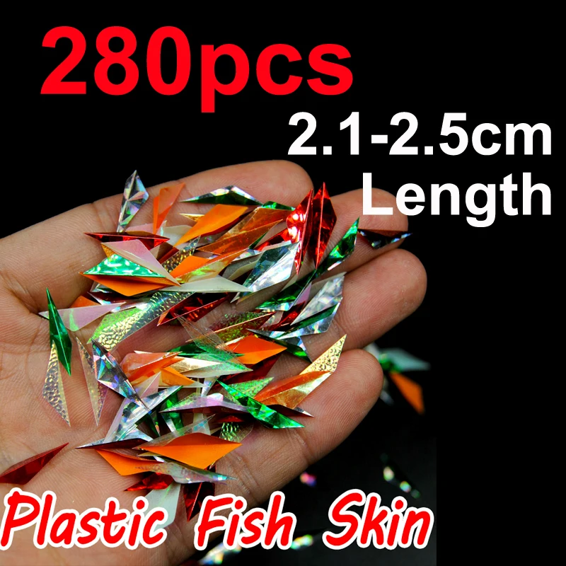plastic skin size 2 280 шт./пакет приманки Рог изготовление нарезанные флэш-Sabiki рыбьей кожи Пластик Sabiki крылья сверкающих Цвет смешанный - Цвет: plastic skin size 2