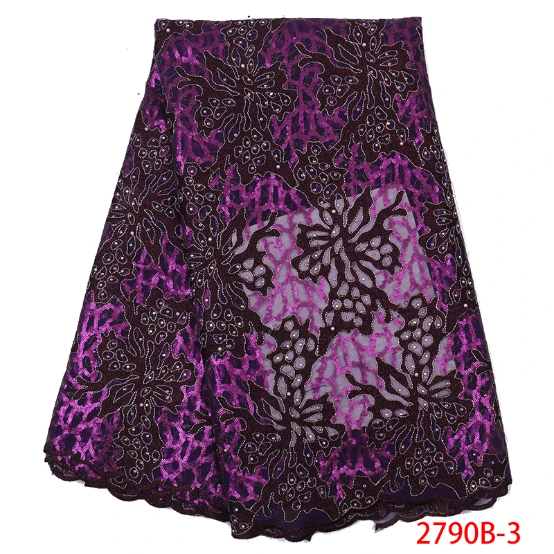 

2019 Latest Organza Lace Fabrics with Stones High Quality African French Lace Fabric with Sequins for Nigerian Dress AMY2790B-1