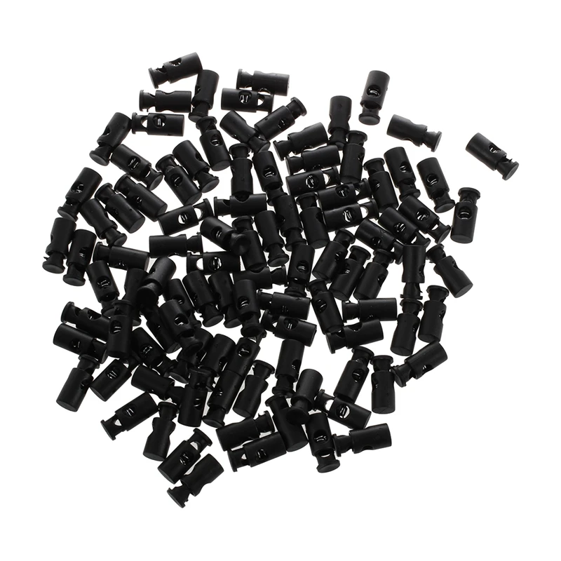 

Botique-100pcs Black Cylinder Barrel Cordlock Cord Lock Toggles Stopper