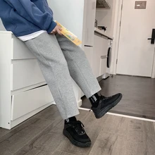 Зимние бархатные плотные спортивные штаны мужские модные однотонные повседневные штаны для бега мужские уличные свободные хлопковые прямые брюки