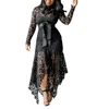 Women Long Sleeve Bow Belted Irregular Hem Hollow Lace Sexy Bodycon Long Dress Fashion Women Dress Office Lady Dress Vestido NEW ► Photo 3/6