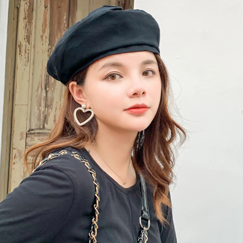 HT2607 берет винтажный плед Весна Осень женская шляпа дамы ретро лук женские береты Женская шляпка-берет корейский стиль художника шляпа