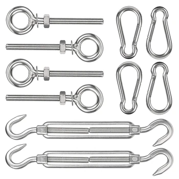 

Hot XD-10Pcs 304 Stainless Steel M8 Heavy Duty Sun Shade Sail Fixing Kit Triple-Cornered Garden Patio Canopy Sunscreen Hardware