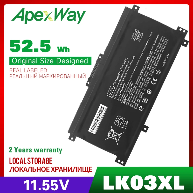 Apexway LK03XL Laptop Battery For HP envy 15 x360 15-bp 15-cn TPN-W127 W128 W129 W132 HSTNN-LB7U HSTNN-UB7I HSTNN-IB8M LB8J | Компьютеры и