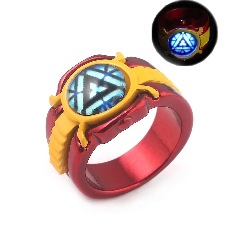 

Avengers Endgame Iron Man Rings Tony Stark Arc Reactor Green Lantern Luminous Superhero Logo Ring For Women Souvenir Jewelry