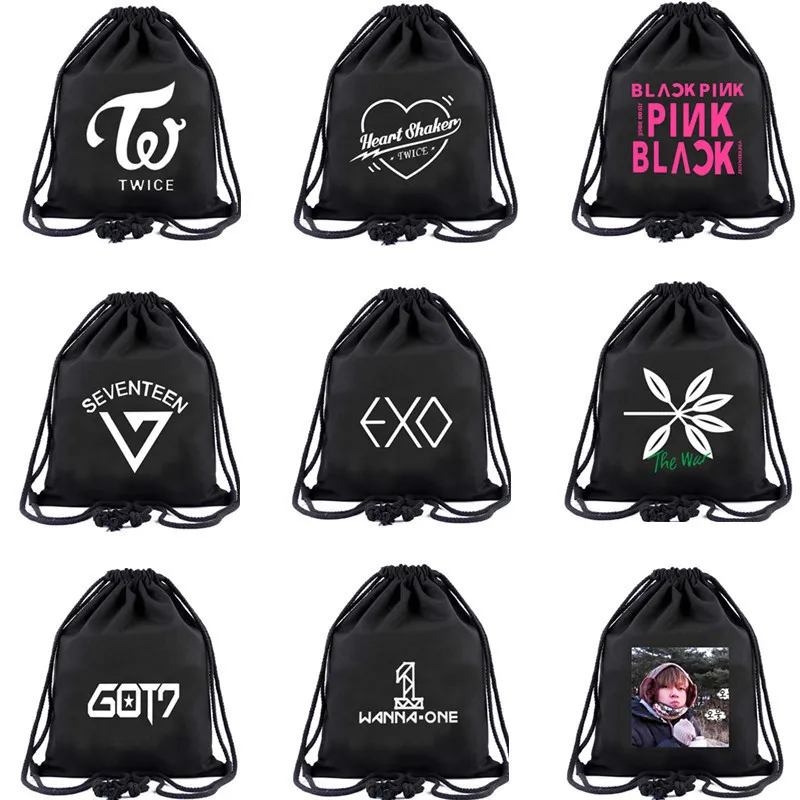 

Bts Bulletproof Juvenile Group Twice Both Shoulders Backpack Got7 A Bag Wanna One Student Rope Bundle Pocket