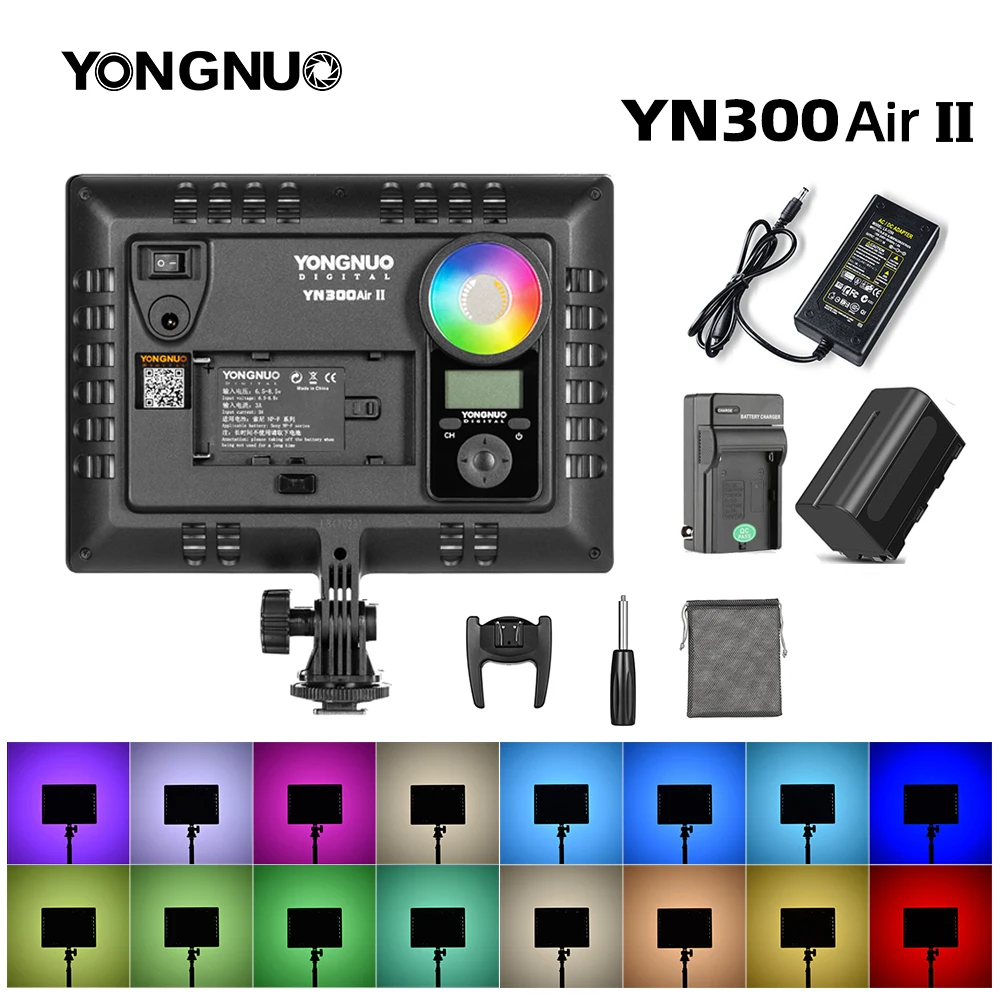 YONGNUO YN300AIR II RGB LED Camera Video Light,Optional Battery with Charger Kit Photography Light + AC adapter|Photographic Lighting| - AliExpress