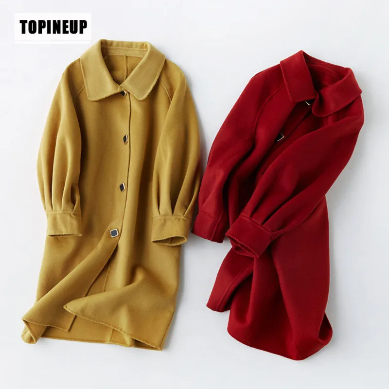 

Autumn And Winter 2019 New High-quality Korean Plus Size Fashion double-sided long wool coat Long Loose Wool Coat Women Jackets