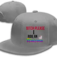 Bitch Please I Ride A Unicorn Unisex Snapback Flat Bill Baseball Cap Adjustable Gray