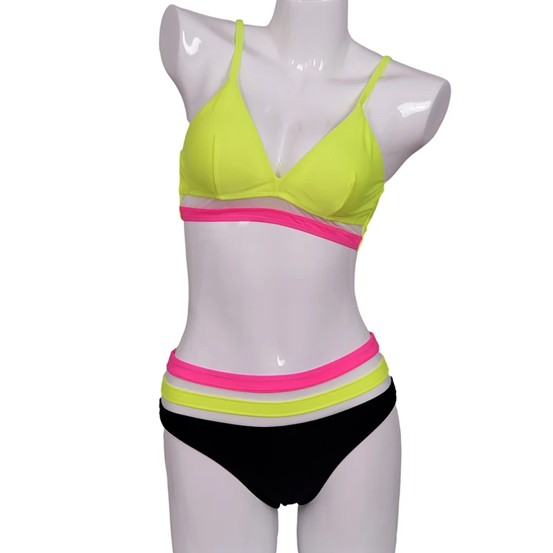 Riseado Push Up Bikini Set Mesh Swimwear Women Patchwork Swimsuits Sexy Biquini String Strap Beach Wear 2020 Summer Bikinis