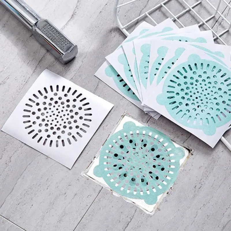 Non-Woven Fabric Hair Sink Filter Strainer Stickers Kitchen Bathroom Shower Floor Drain Anti-Blocking Cover Net 10pcs