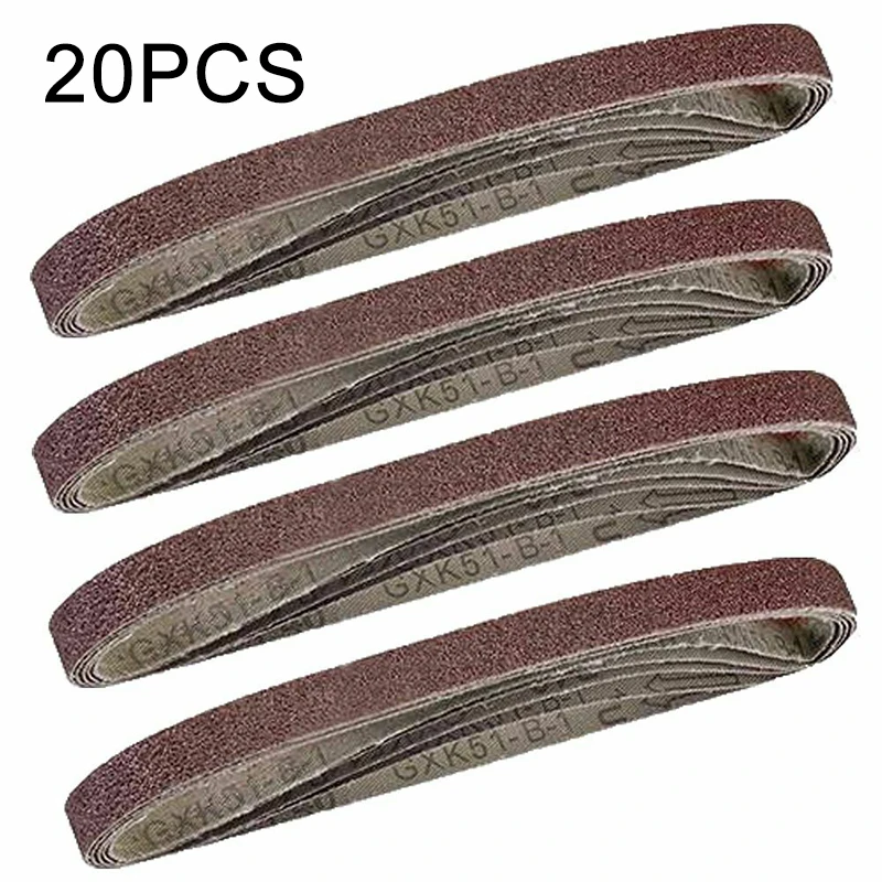 20 PCS Assorted Alumina Sanding Air Belt Finger Sander Belts 13mm* 457mm 40/60/80/100/120Grit Grinder Sanders Accessories