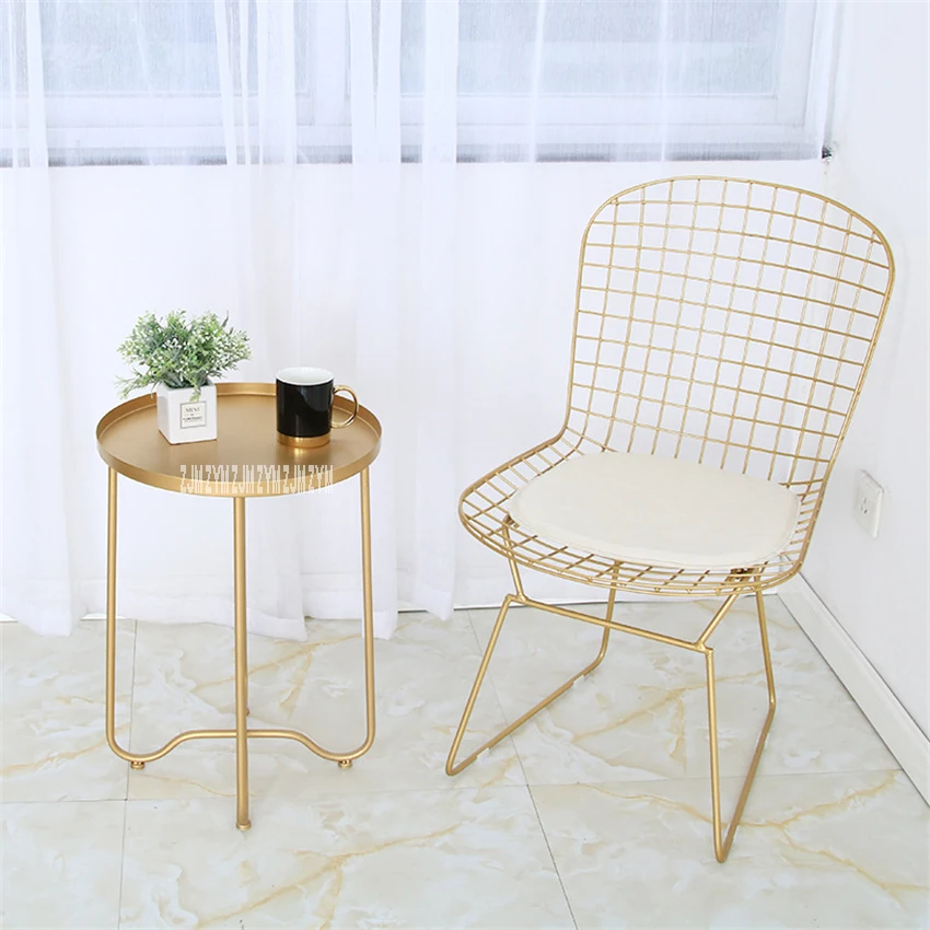  18XS197 Modern Simple Bedroom Metal lron Folding Small Round Coffee Table Living Room Eco Friendly  - 4000377012163