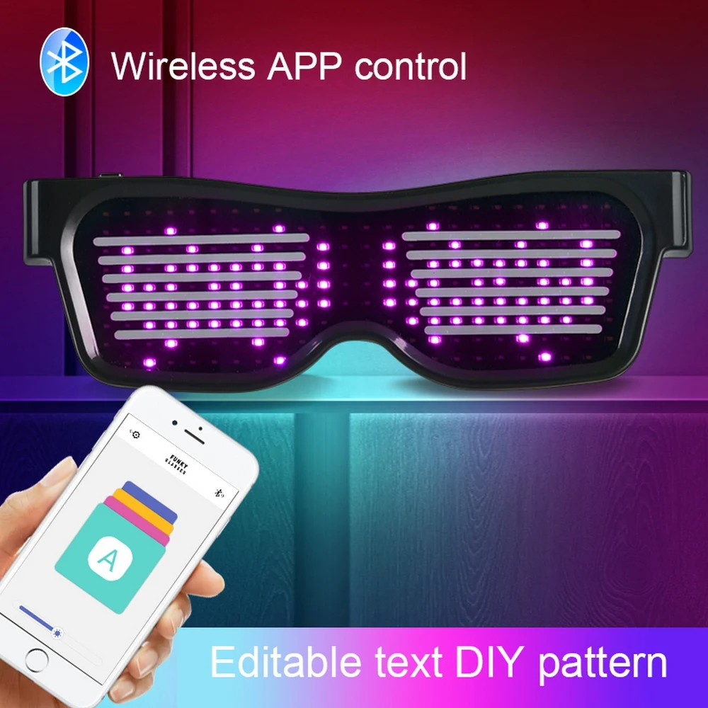 Светодиодные очки для вечерние Magic с Bluetooth управление через приложение
