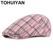 TOHUIYAN Новая модная женская кепка Newsboy s повседневная хлопковая шляпа плюща для женщин Весна Лето плоская кепка для молодых взрослых таксистов шляпы