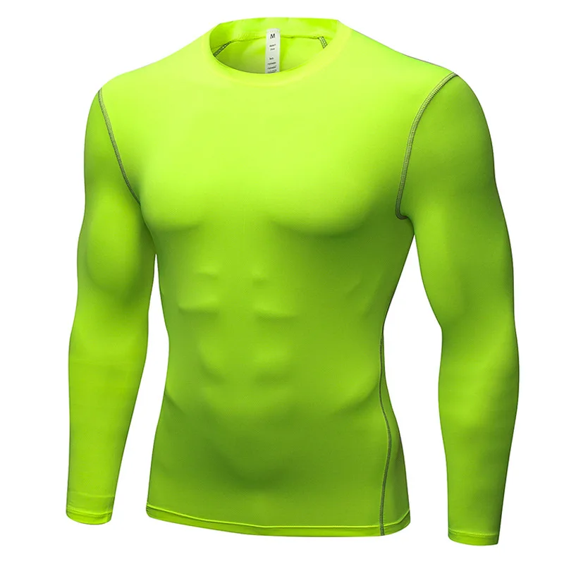 Мужские компрессионные футболки Рашгард длинный рукав сухой облегающий для спортивного зала рубашки Спорт Фитнес тренировки одежда для бега Спортивная одежда для бега