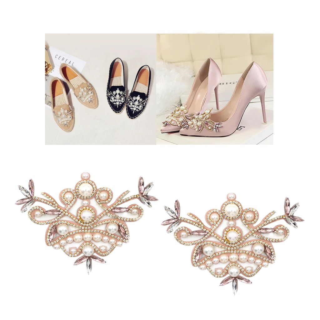 1 Pair Women Elegant Rhinestone Pearl Shoes Clips Flower Shoe Charms Clip Bridal High Heel Shoes Ornaments Jewelry