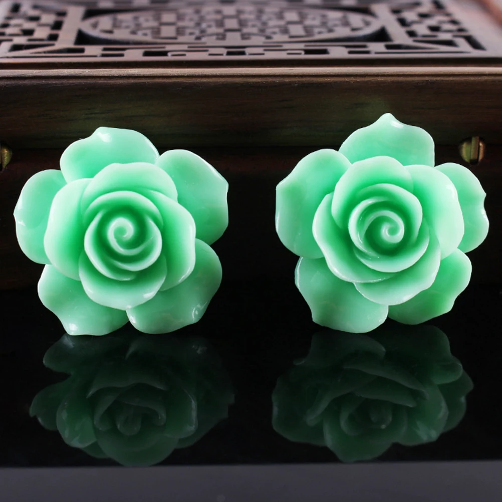 50pcs Resin Flower Beads Rose Flatback DIY Embellishment Cabochons for Jewelry Making Craft Scrapbooking
