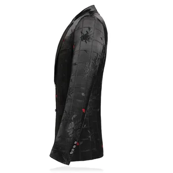 

New Masculino Wedding Prom Men Blazers Black Blazer Slim Single button Stylish Suit Jacket cotton dance night club top coat