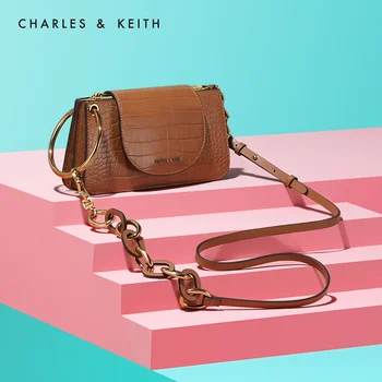 

CHARLES＆KEITH New Arrival for Spring 2020 CK6-10700897 Women's Croc-Effect Ring Handle Mini Front Flap Wallet