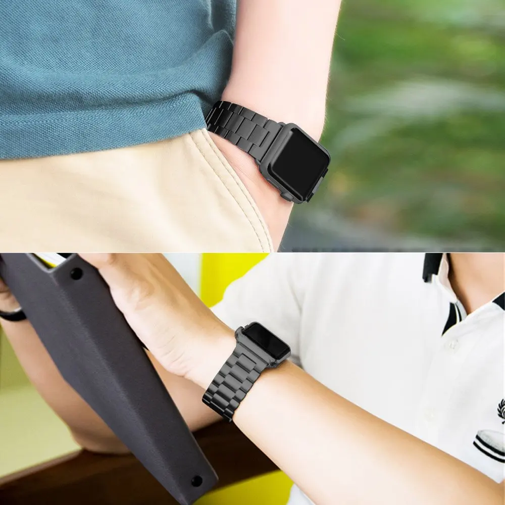 Чехол + ремешок из нержавеющей стали для Apple Watch 6 5 4 3 2 1 38 мм 42 браслет apple watch Series SE 44