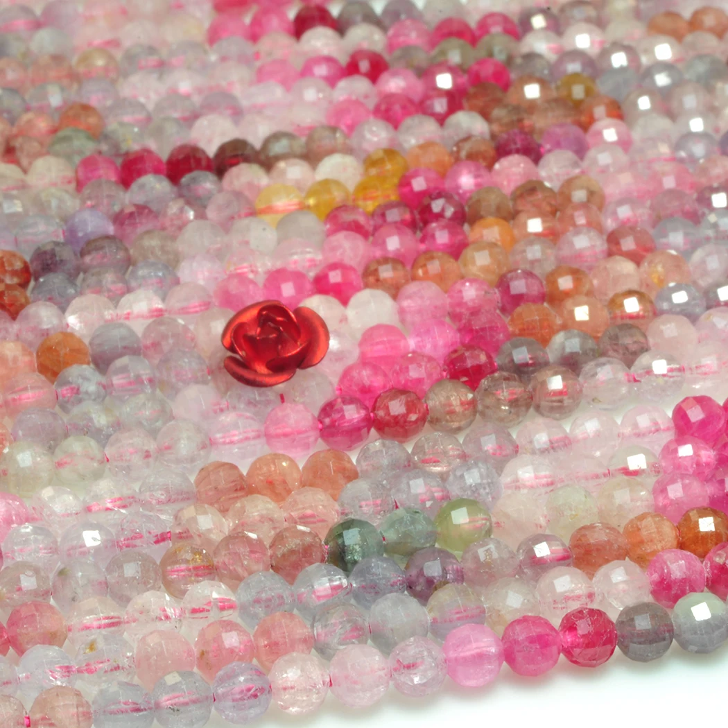 Натуральный разноцветный шпинель 4 мм круглые огранённые бусины из драгоценных камней для изготовления украшений ожерелья серьги кулон 15 дюймов ICNWAY