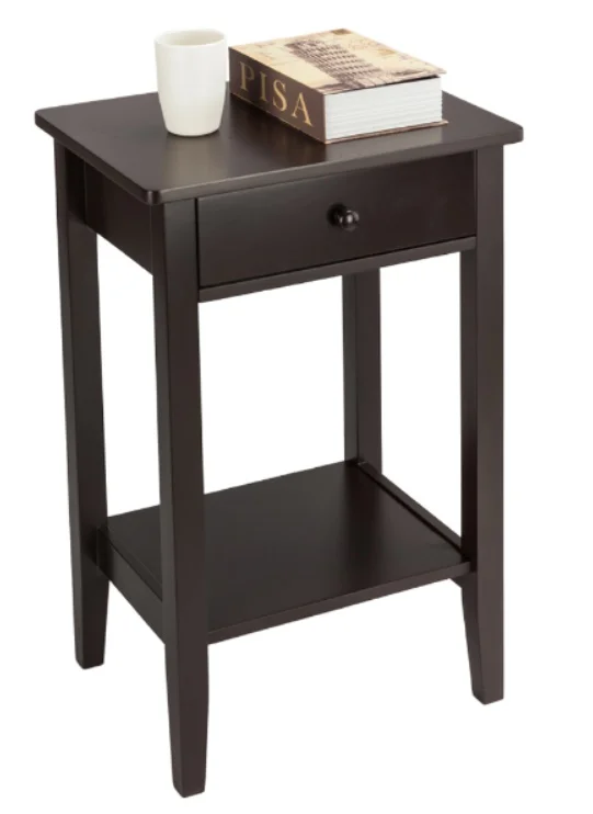 

Nightstand Side End Table Two-layer Bedside Table Coffee Table for Living Room and Bedroom with Drawer and Storage Shelf Coffee