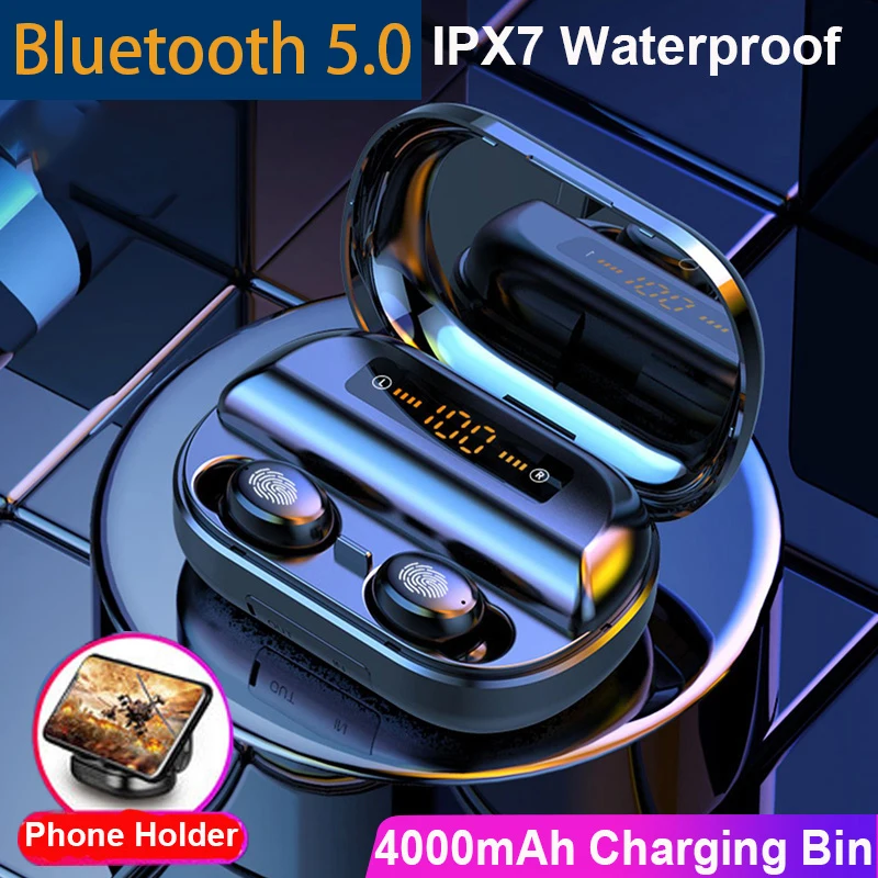 V11 TWS Bluetooth 5 0 Headphones Wireless Earphone 9D Stereo IPX7 Waterproof Earbuds With 4000mAh Charing Case LED Display Elair