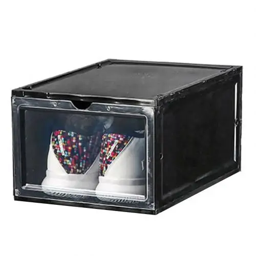 Пластиковая коробка для обуви прозрачный ящик чехол для защиты обуви от пыли контейнер для хранения игрушек обувной коробки хранения обуви - Цвет: Черный