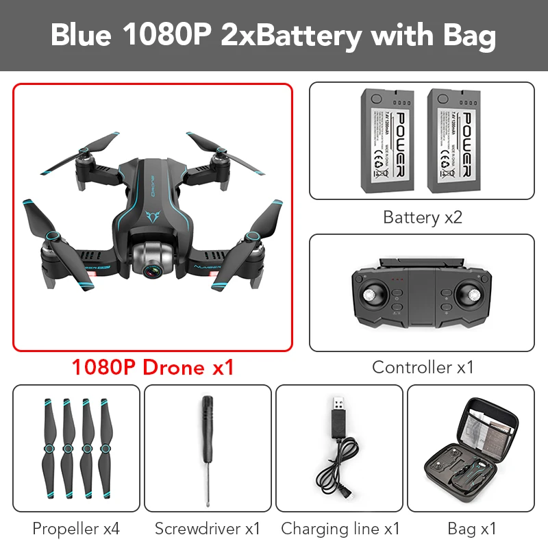 Blue1080p 2B withBag FUNSKY S20 wifi FPV с 4 K/1080 P HD камерой 18 минут время полета Интеллектуальный складной Радиоуправляемый Дрон Квадрокоптер - Цвет: Blue1080p 2B withBag