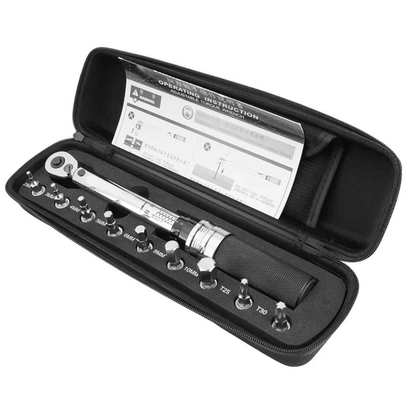 

1/4 Inch Dr 1-25Nm Mini Adjustable Bike Torque Wrench Set Bicycle Fixing Tools Kit Ratchet Mechanical Torque Spanner Manual Wren