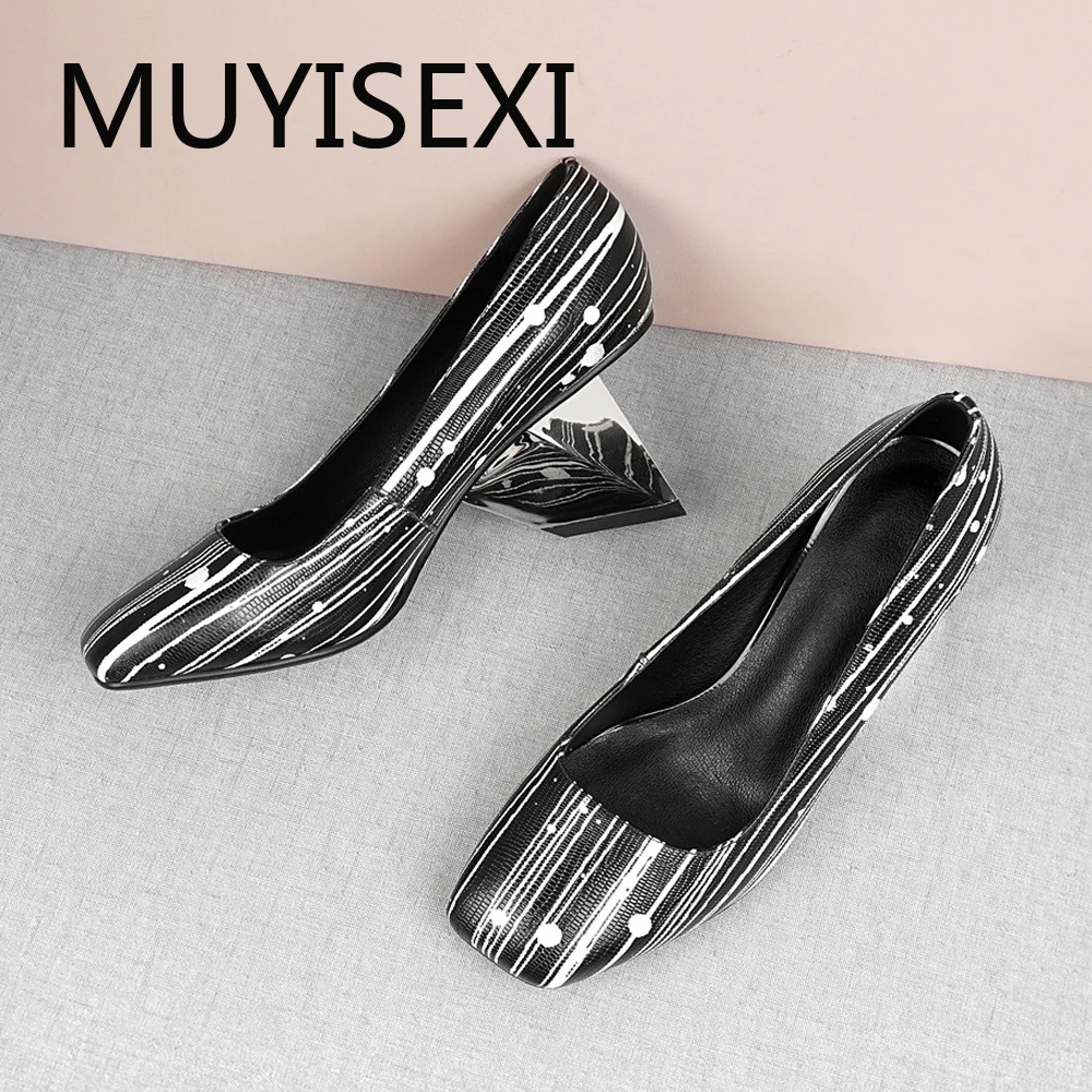 

Unique fashion brand shoes square toe 6cm high heel women pumps slip on elegant dating spring autumn simple shoes HL208 MUYISEXI