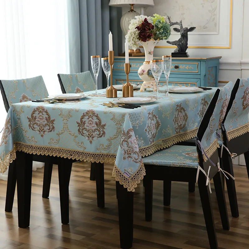 

Multifunction Luxury Table Cloth Cover Jacquard Plaid Rectangular Home Tea Tablecloth Lace Edge Tapete Embroidery Toalha De Mesa